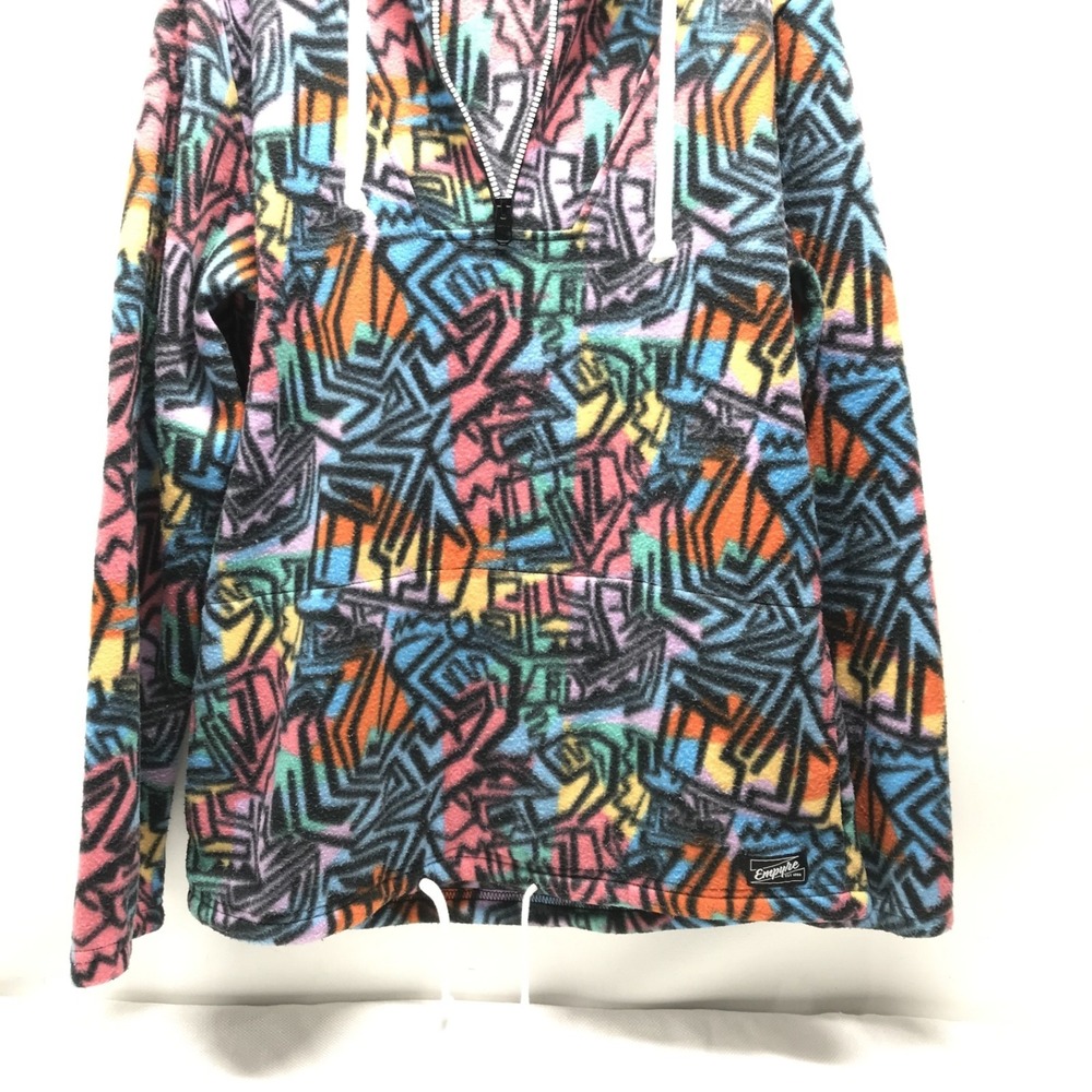 Empyre sweater Men's size Large Drawstring abstract Print Y2K Pink Blue Green - Picture 3 of 12
